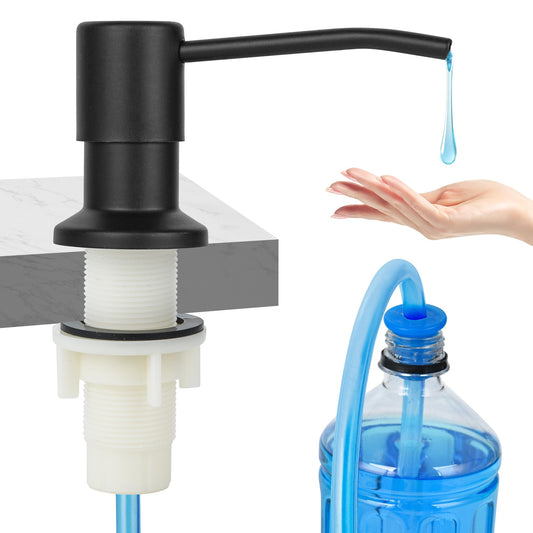 Matte Black Kitchen Sink Soap Dispenser – Stainless Steel Pump with 47" Extension Tube